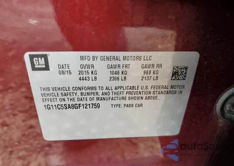 2016 Chevrolet Malibu Limited Lt из США, поврежденный, VIN 1G11C5SA8GF121759